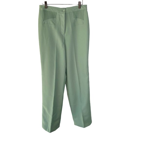 Vintage 70s Green High Rise Wide Leg Medium Tall - Picture 1 of 14